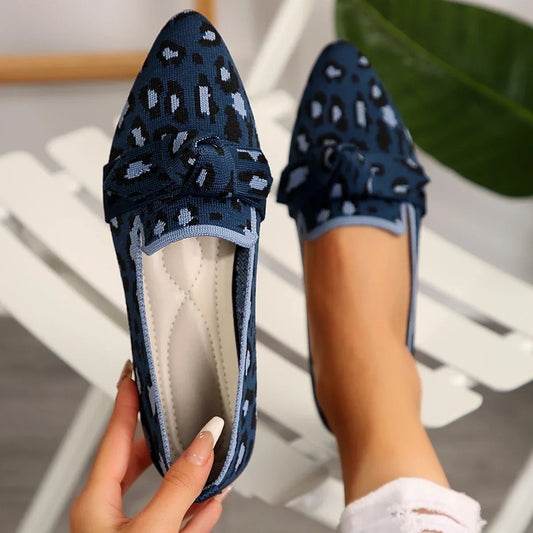 Leopard-Inspired Pointed Toe Flats | Stylish PU Slip-Ons for Women