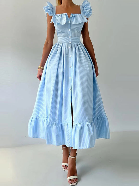 Ruffled Striped Dress | Flattering Spring & Summer Dress Outfit for Women