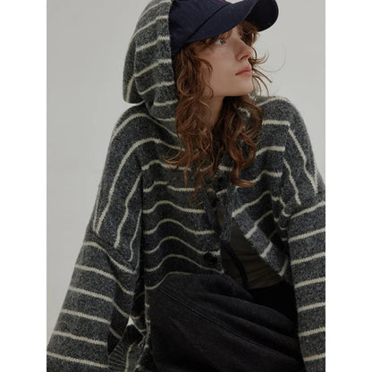 Vibrant Utility: Green Striped Winter Cardigan
