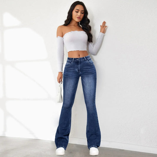 High-Rise Flare Jeans for Women – Vintage Streetwear Style