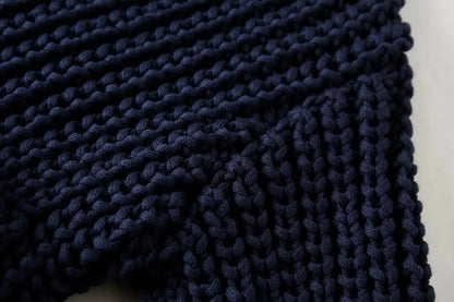 Modern Heritage: Chic PU-Collar Loose Knit Cardigan