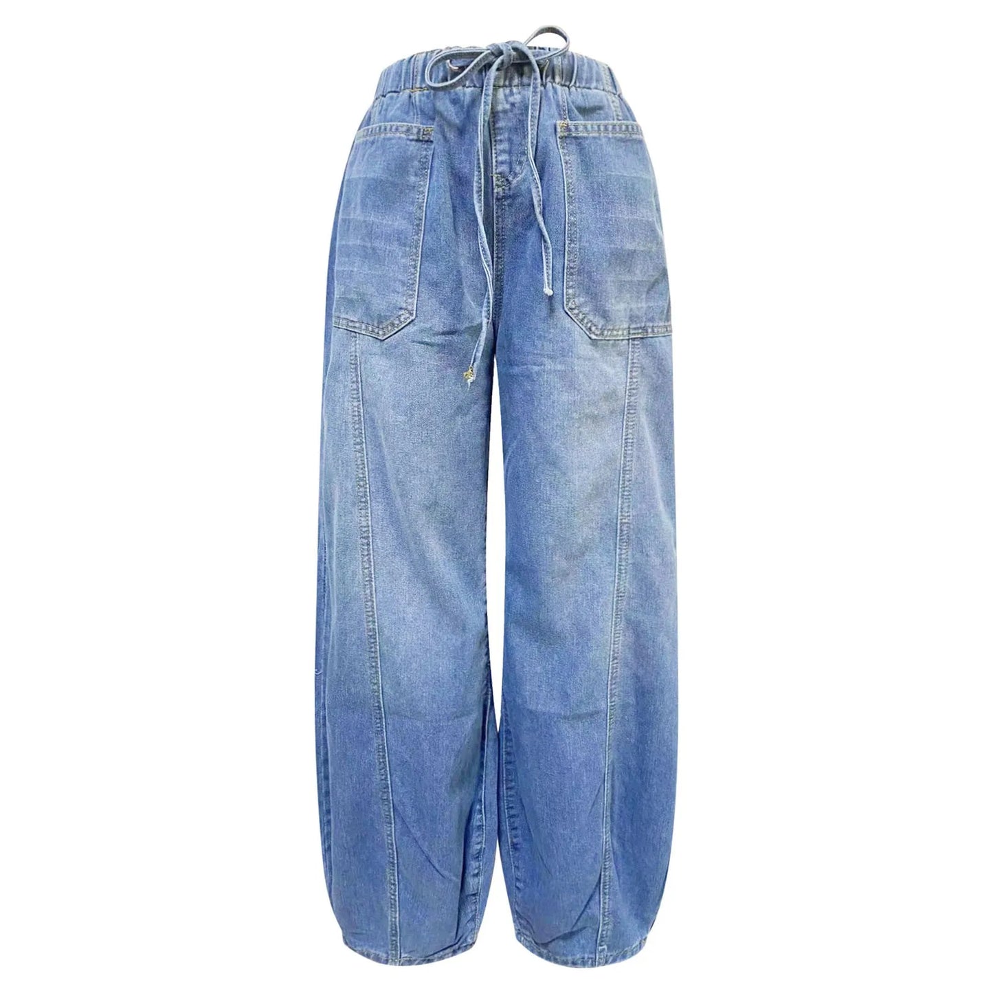 Street Fashion American Retro Denim Pants – Loose Fit & Ankle-Length Style