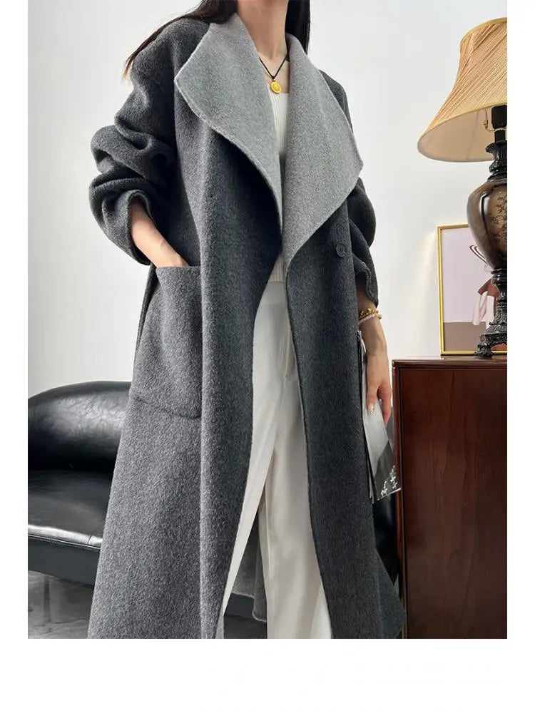 Luxury Warm Both Side Wearable Women's Long Wool Coats