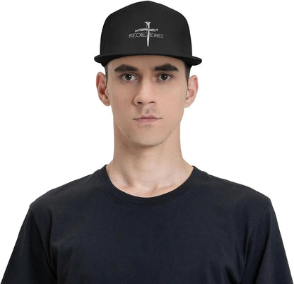 Jesus Christian Redeemed Cross Nails Flat Bill Snapback Hat – Adjustable Baseball Cap for Men and Women