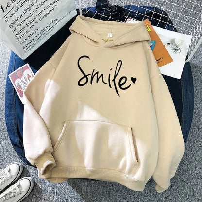 Womens Always Smile Stay Positive Casual Graphic Hoodies