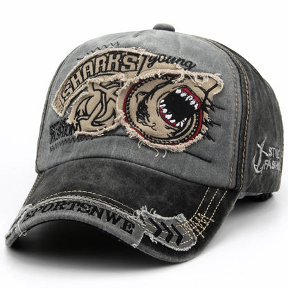 Shark Embroidery Cotton Baseball Cap – Unisex Fashion Snapback Visor Hat, Casual Hip-Hop Brand Gorras