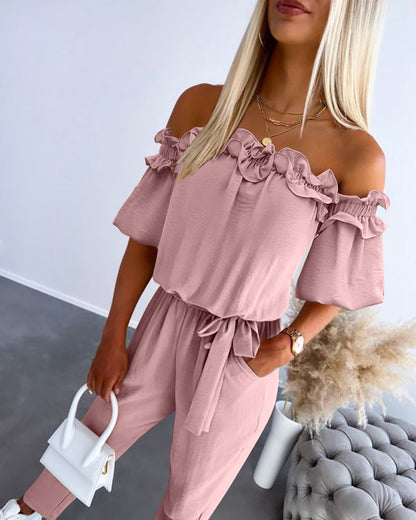 Off-Shoulder Jumpsuit for Women – Elegant Summer Outfit 2025