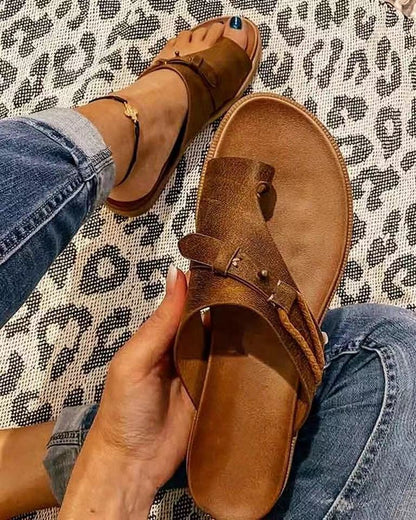 One Finger Open Toe Crocodile Skin Style Slippers For Women