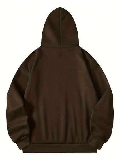 Men’s “DOG MOM” Letter Print Hoodie – Street Style Pullover with Kangaroo Pocket