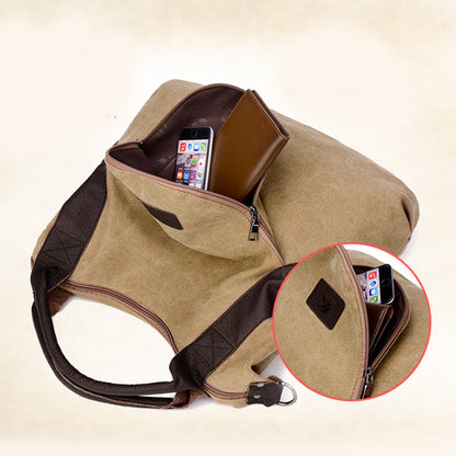 High-End Canvas Commuter Handbag Medium Large Capacity