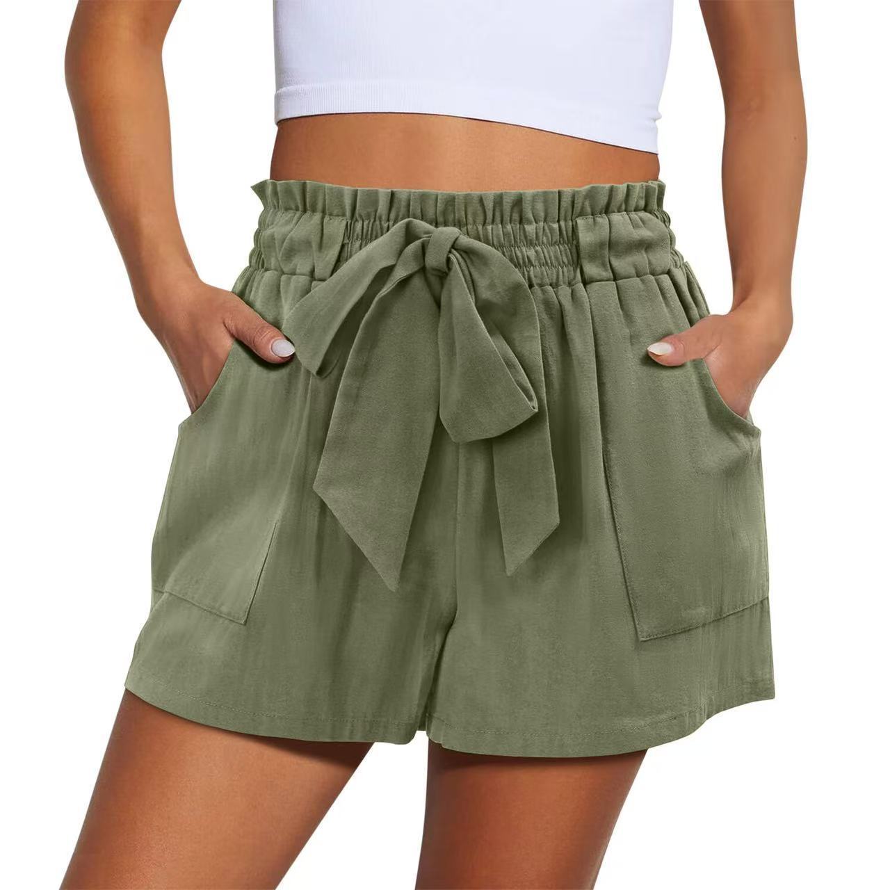 Cotton-Linen Blend Mid-Thigh Shorts Women – Casual Summer Outfit