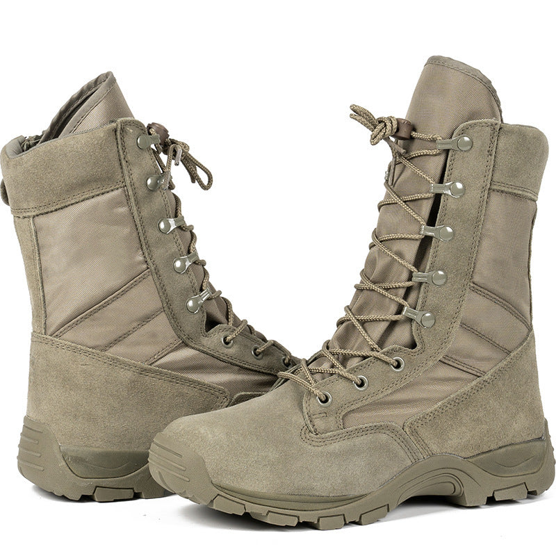 Unisex High-Top Combat Boots in Black & Green | Tactical Outdoor Running, Hiking & Cycling Boots