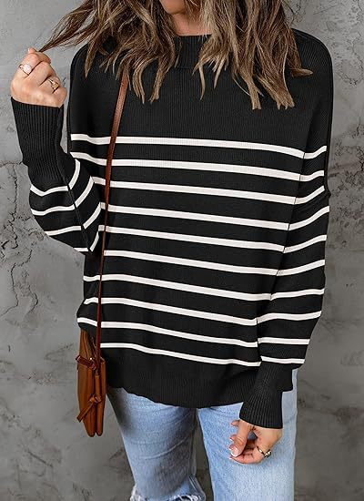 Loose Pullover Stripe Oversized Sweaters for Women – Minimalist Street Style