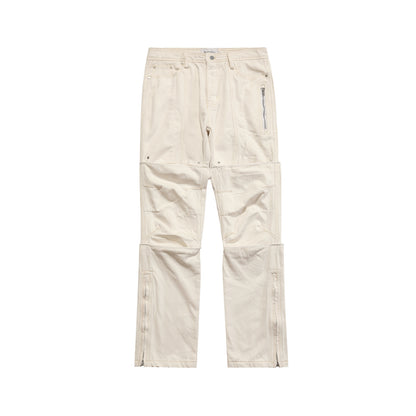 Retro Camouflage Street Trousers – Mid-Waist Straight-Leg Cargo Pants