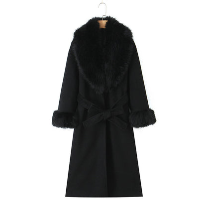 Sheep Wool High Quality Oversized Double Breasted Long Coats For Women