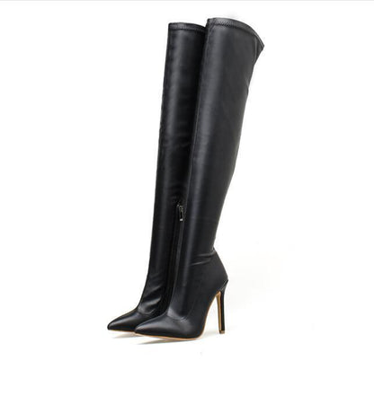 Over The Knee Elastic Leather Long Boots For Women