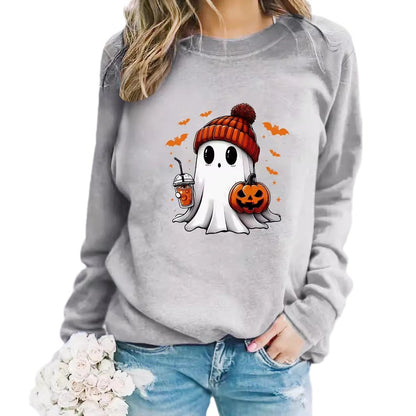 Women’s Snowman Ghost Crewneck Sweater – Holiday Graphic Pullover