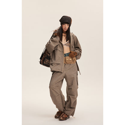 Unisex Retro Baggy Straight Trousers – Mid-Waist Casual & Streetwear Pants