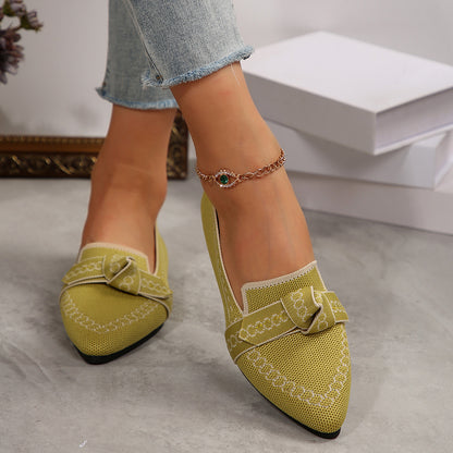 Women’s Bowknot Flats | Breathable Casual Fabric Shoes