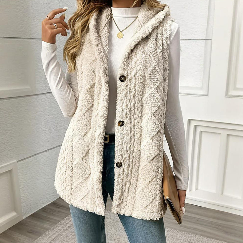2025 Womens Long Winter Quilted Hooded Vest Sleeveless Down Cotton Jacket With Pockets Warm Outdoor Coat S 5XL