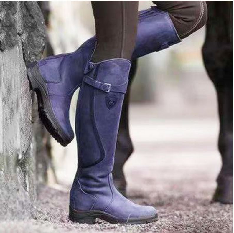 Fashion Riding Western Boots for Women | Knee-High Buckle Vintage Heel Boots