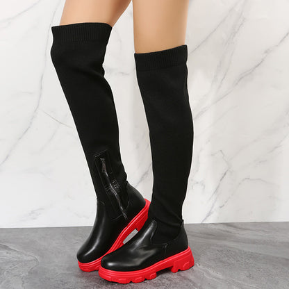 Knee-High Boots for Women | Tassel Side Zipper Mid-Height Square Heel Winter Boots