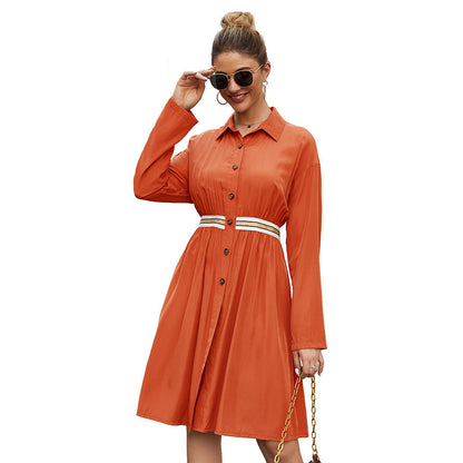 Casual Summer Shirt Dress – Mid-Length A-Line with Polo Collar