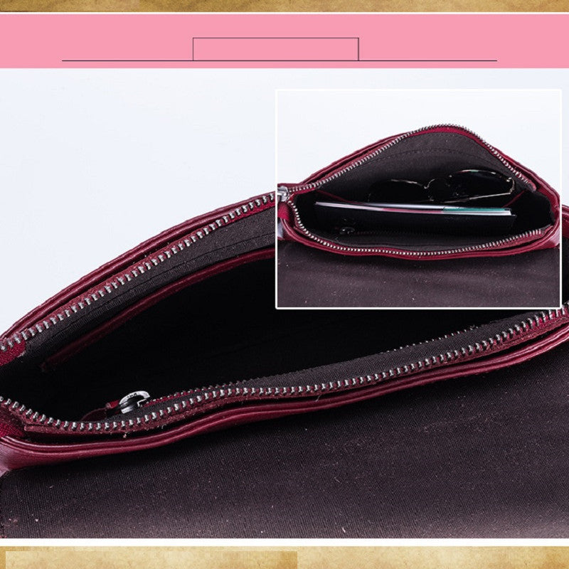 Vintage Leather Messenger Bag Tassel Horizontal Square