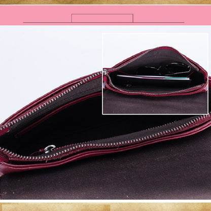 Vintage Leather Messenger Bag Tassel Horizontal Square