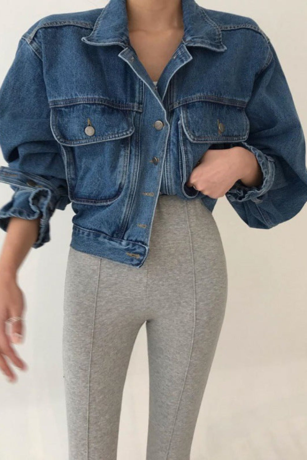 Puff Sleeve Short Denim Jacket – Elegant Vintage Coat for Women