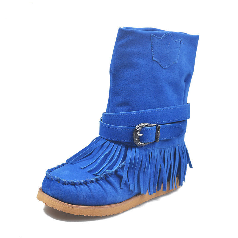 Fringe Middle Boots for Women | Suede Tassel Chic Buckle Fashion Boots