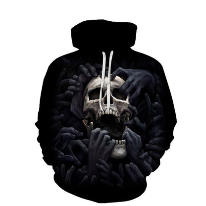 Alphabet Blast Skull Printed Casual Hoodies