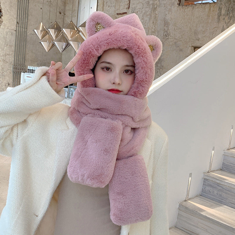 Bear Ear Full Head Protection Winter Hat For Women