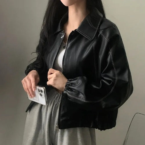 Fashion Leather Bomber Jackets – Coats for Women Casual & Transitional Outfits