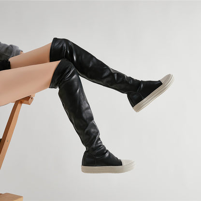 Waterproof Over-the-Knee Platform Boots for Women | PU Leather Winter Fashion Boots