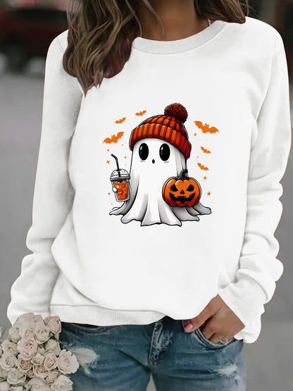 Women’s Snowman Ghost Crewneck Sweater – Holiday Graphic Pullover