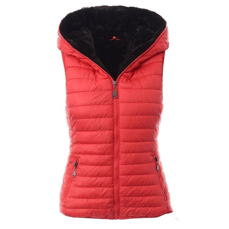Spring Autumn Style Sleeveless Warm Hooded Vest Coat