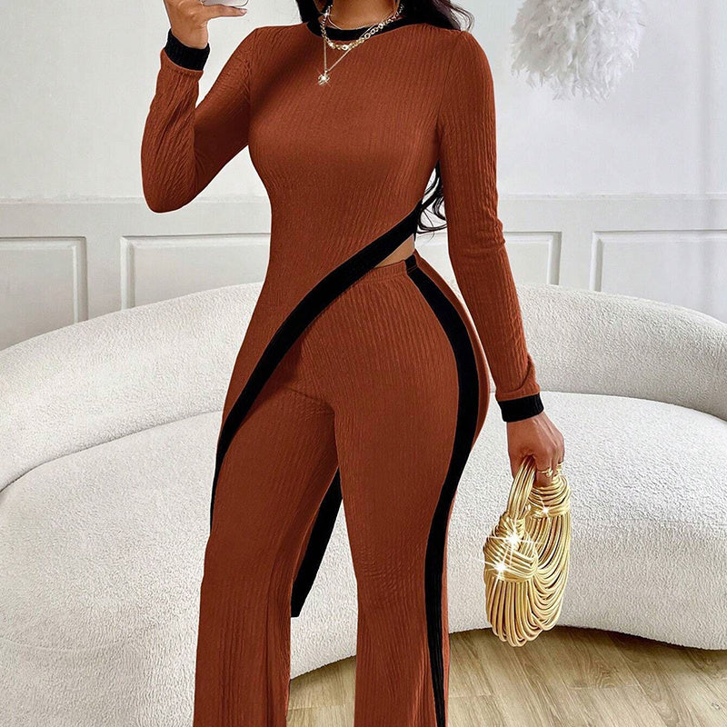 Loose Fit Long Sleeve Top & Pants Two-Piece Outfit Set | Trendy Street Style Style 2025