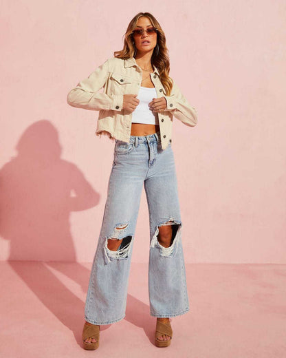 Ripped Slimming High-Waist Denim Jeans for Women
