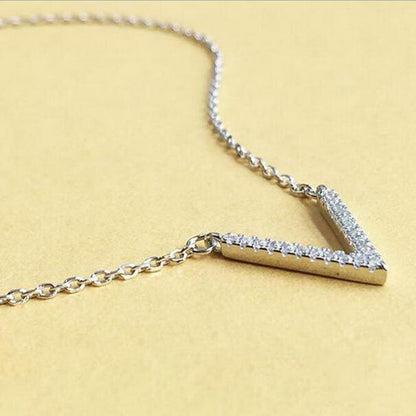 925 Sterling Silver Letter Shiny Zircon Necklace