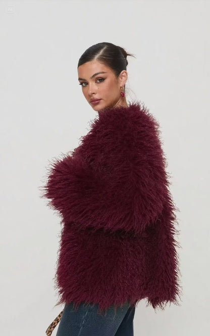 Faux Fur Warm Oversized Zip Up Fluffy Jacket