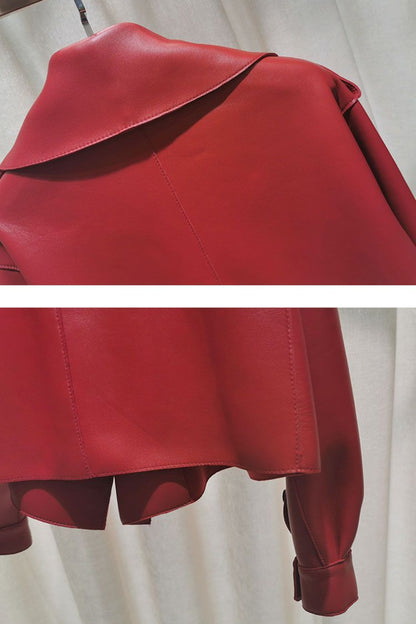 Red leather jacket on a white background