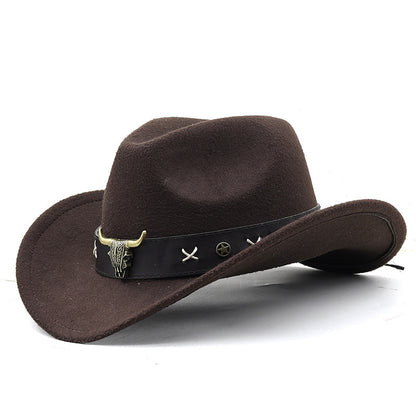 Bull Ox Head Leather Vintage Western Hat