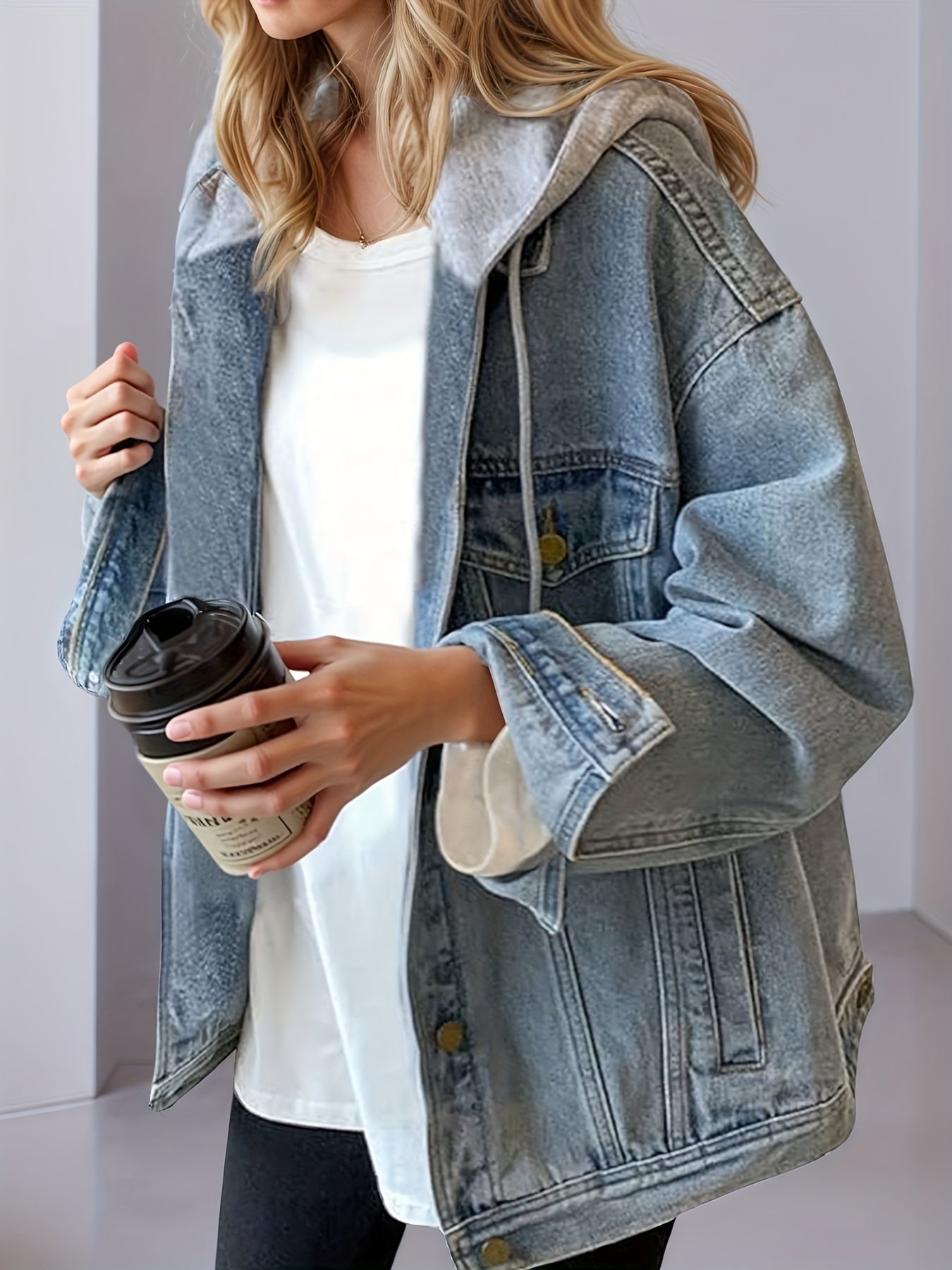 Warm Hooded Soft Inside Women Outwear Denim Jackets