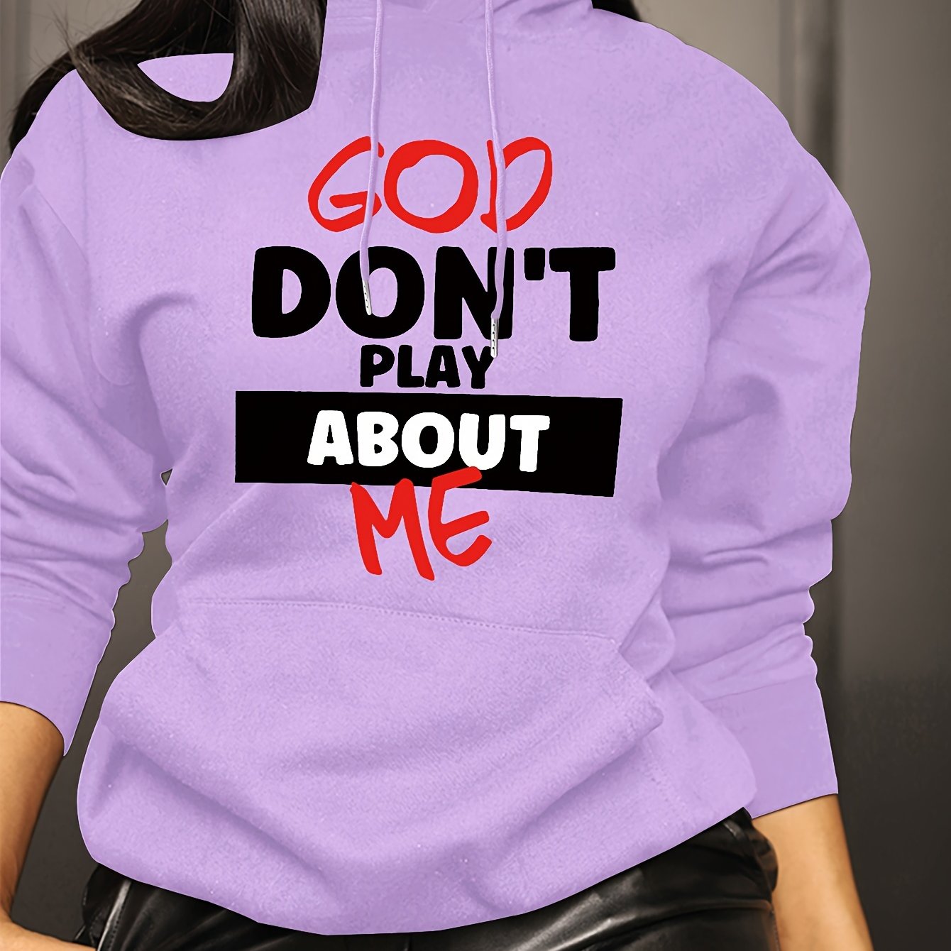 Letter Print Women’s Hoodie – Casual Pullover Sweatshirt with Kangaroo Pocket for All Seasons