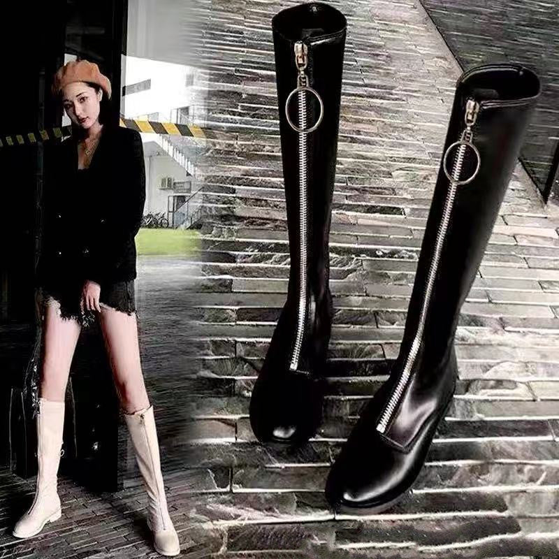 Knee High Warm Front Zipper Snow Boots