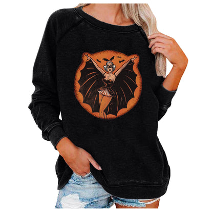 Halloween Graphic Sweatshirt for Women – Loose Casual Printed Pullover Top