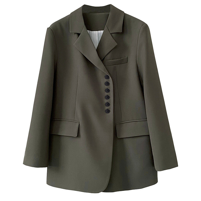 High-Grade Diagonal Button Blazer-Style Top – Blazer Outfits for Women & Chic Street Style