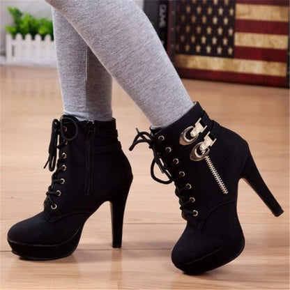 Platform Stiletto Boots for Women – Elegant 10cm Heel with Warm Velvet Lining