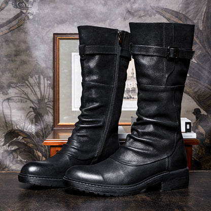 Men’s High Top Platform Biker Boots | Leather Streetwear Boots Outfit